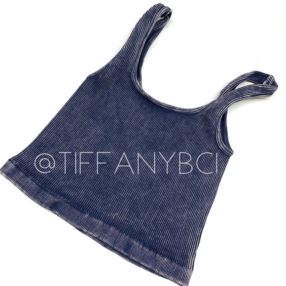 Free People Happiness Runs Square Neck Crop Deepest Navy - Picture 5 of 10